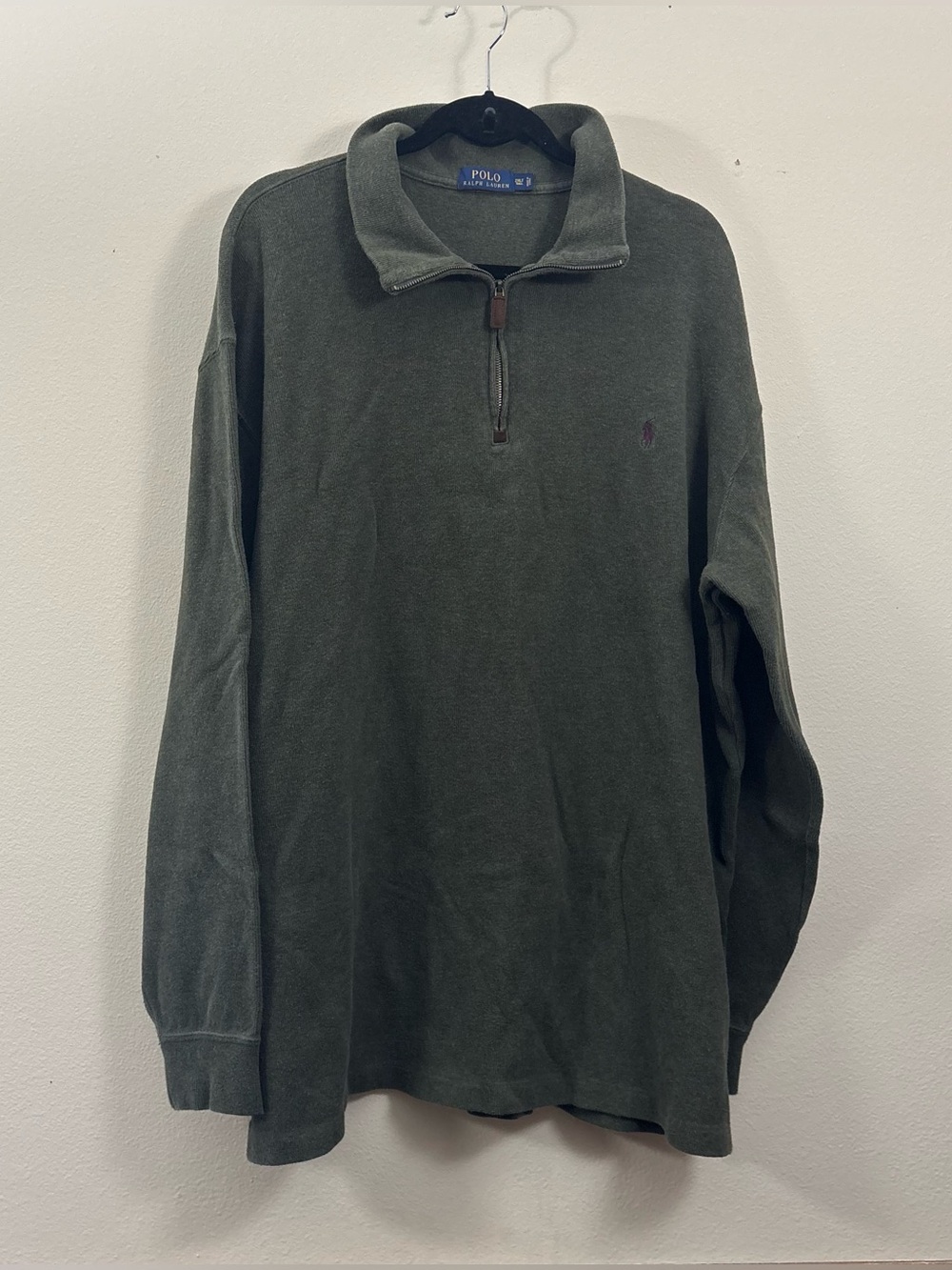 Polo Ralph Lauren Ribbed Quarter Zip Pullover Sweater Men's 2XLT Olive Green